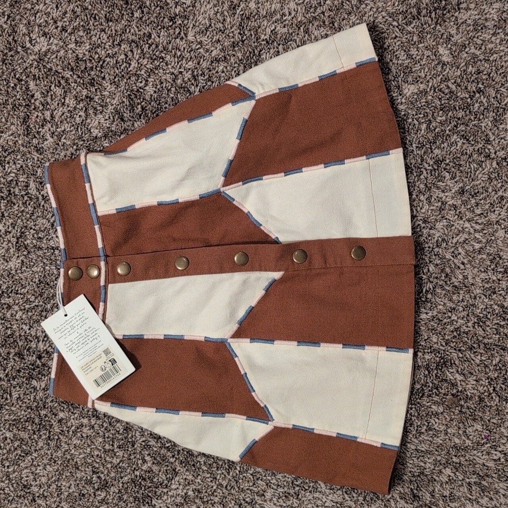 Sezane Tan and Cream Patterned Mini Skirt - Picture 6 of 10